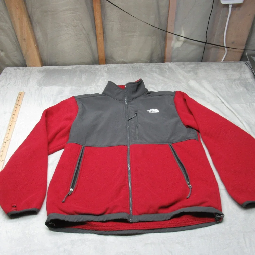 North Face Jacket Men Large Red Fleece FullZip Warm Hike Rain Wind Outdoor Warm